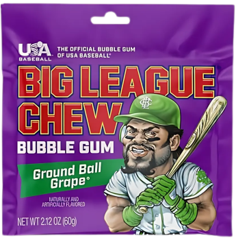 BIG LEAGUE CHEW - Bubble Gum Ground Ball Grape (Player #2) 60g